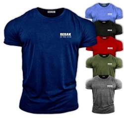 Sportbekleidung für Herren, Fitnessstudio, Bodybuilding, T-Shirt, Fitnessstudio, Kleidung, Bebak, Workout-Top, Trainings-Oberteil, Arnold inspiriertes Design, T-Shirt MMA, Navy, L von Bebak Active