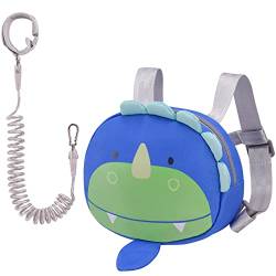 Bebamour Tier-Kleinkind-Rucksack mit Sicherheitszügeln, Mini-Tasche mit Sicherheitsleine für Kinder, tragbarer Rucksack, Rucksack mit Sicherheitsgeschirr für Jungen und Mädchen,Dino von Bebamour
