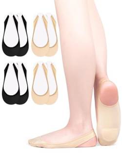 Becellen 4 Paar Füßlinge Damen, No Show Ballerina Socken mit Fußpolster Atmungsaktiv Halbsocken für Sling Back Heels von Becellen