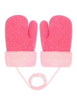 Becellen Baby Handschuhe Fäustlinge Winter, Kinder Warm Strickhandschuh Weich Niedlicher Handschuhe mit Schlüsselband für 0-3 Jahre Mädchen Junge (Rosa#2) von Becellen