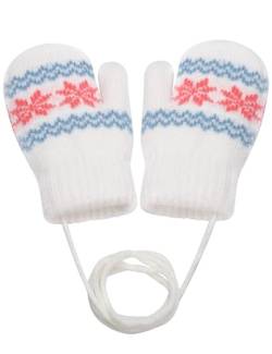 Becellen Fäustlinge Kleinkind, Warme Verdicken Baby Strickhandschuhe mit Schlüsselband Niedliche Schneeflocken Winterhandschuhe für 0-3 Jahre Jungen Mädchen von Becellen