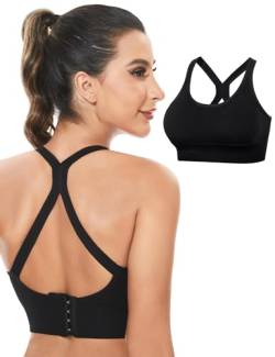 Becellen Sport BH Damen, Starker Halt Sports Bra Ohne Bügel Kreuz Rücken Gepolstert Fitness Yoga BH für Training, Joggen von Becellen