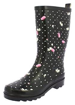 Beck Damen Blumenregen Gummistiefel, Schwarz, 36 EU von Beck