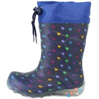 Beck Regenstiefel Blinking Hearts mit Warmfutter, Blinksohlen, Gummistiefel (für Mädchen, kuscheliges Warmfutter, für warme Füße bei Nässe und Kälte) wasserdicht, Blinksohlen für Sicherheit im Dunkeln von Beck