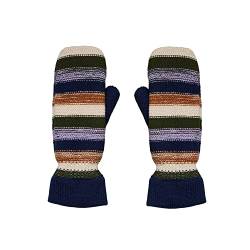 Becksöndergaard Blaze Emerald Mittens - geringelte Fäustlinge Damen in Multicolor (Mellow Buff) Größe L/XL aus 100% Acryl - 2207503003 von Becksöndergaard