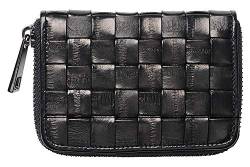 Becksöndergaard Damen Geldbörse Braidy Purse Classic Portemonnaie aus 100% Leder Geflochten mit Reißverschluss (Schwarz) von Becksöndergaard