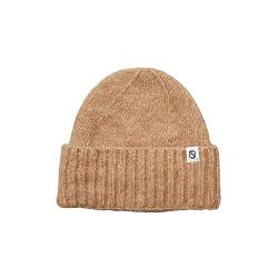 Becksöndergaard Lenny Beanie Damen - flauschige gerippte Strickmütze in der Farbe Beige (Praline) Mütze mit Aufschlag - 51% Alpaka/49% Baumwolle von Becksöndergaard