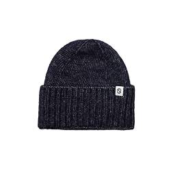 Becksöndergaard Lenny Beanie Damen - flauschige gerippte Strickmütze in der Farbe Blau (Dark Blue) Mütze mit Aufschlag - 51% Alpaka/49% Baumwolle von Becksöndergaard