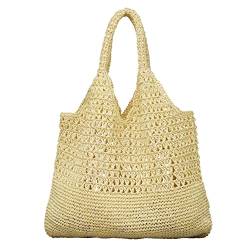 Becksöndergaard Tasche Damen Vanessa Rialta Bag Beige (Light Nature) - Strandtasche/Shopper gehäkelt aus Stroh - B:54 x L:40cm - 1111411001-055 von Becksöndergaard