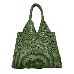 Becksöndergaard Tasche Damen Vanessa Rialta Bag Grün (Chive Green) - Strandtasche/Shopper gehäkelt aus Stroh - B:54 x L:40cm - 1111411001-552 von Becksöndergaard