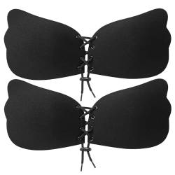 Becqurel Klebe-BH, Selbstklebender trägerloser und rückenfreier Push-up-BH mit unsichtbaren Hebe-Cups für Damenkleider (Black) von Becqurel