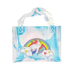 Beebebeing Niedliche holografische Tasche, schillernd, transparent, Umhängetasche, Handtasche, Schultertasche für Kinder, Mädchen, Kleinkinder, Transparent, Niedliches Regenbogen-Tier-e von Beebebeing