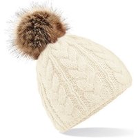 Beechfield® Bommelmütze Damen Winter Strickmütze Mütze Beanie Üppiges schweres Zopfmuster von Beechfield