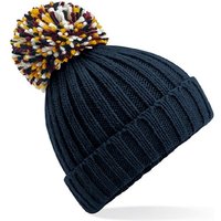 Beechfield® Bommelmütze Damen Wintermütze / Strickmütze/ Mütze mit Bommel übergrößer, bunter Bommel - Robuster Ripp-Strick von Beechfield