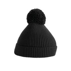 Beechfield B382 Engineered Knit Ribbed Pom Pom Beanie (Black) von Beechfield