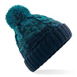 Beechfield - Bommelmütze 'Ombré Beanie' / Teal/French Navy, Einheitsgröße von Beechfield