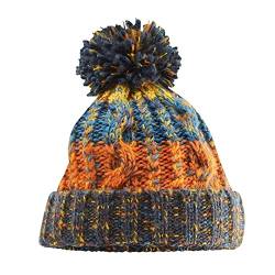 Beechfield Unisex Adults Corkscrew Knitted Pom Beanie Hat Strickmütze, Retro Blues, Einheitsgröße von Beechfield