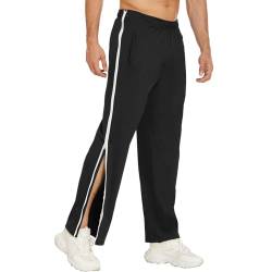 BeerMmay Breite Jogginghose Herren mit Seitlichem Reissverschluss Breite Sporthose Reha Hose Herren Seitlich Zu öffnen Abreißhose Freizeithose Locker Lässig Trainingshose mit Tasche von BeerMmay