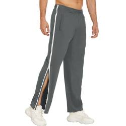 BeerMmay Breite Jogginghose Herren mit Seitlichem Reissverschluss Breite Sporthose Reha Hose Herren Seitlich Zu öffnen Abreißhose Freizeithose Locker Lässig Trainingshose mit Tasche von BeerMmay