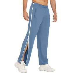 BeerMmay Breite Jogginghose Herren mit Seitlichem Reissverschluss Breite Sporthose Reha Hose Herren Seitlich Zu öffnen Abreißhose Freizeithose Locker Lässig Trainingshose mit Tasche von BeerMmay