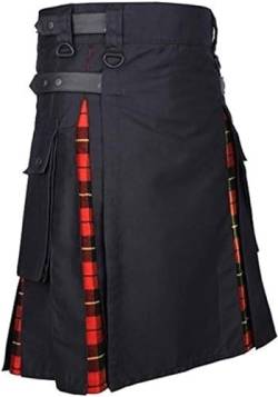 Schottland Rock Herren Vintage Kilt Gothic Punk Mode Kendo Taschenröcke Schottische Kleidung Plaid Faltenrock Neu 4XL Rd von BeerMmay