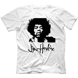 Jimi Hendrix Autograph T-Shirt, Weißß, Small von Bees Knees Tees