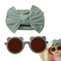 Befeixue Neugeborenen-Stirnband-Schleifen,Baby-Stirnband-Schleifen,Brillen und Stirnbänder für Babys | Baby-Mädchen-Schleifen-Stirnband-Sonnenbrillen-Set, Nylon-Haarbänder, Schleife, elastisches von Befeixue