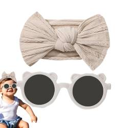 Befeixue Neugeborenen-Stirnband-Schleifen,Baby-Stirnband-Schleifen - Stirnbänder und Sonnenbrillen für Neugeborene | Baby-Mädchen-Schleifen-Stirnband-Sonnenbrillen-Set, niedliche von Befeixue