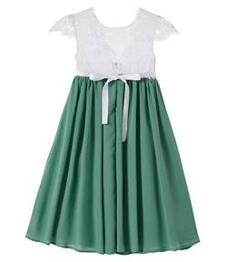 Beganly Blumensmädchenkleid Prinzessin Festliches Kinder Mädchen Kleid Festzug Kleider Hochzeit Partykleid Anmutig Lieblich V-Rücken Spitze A-Linie Langes Chiffon Kleid Grün 120 (Green) von Beganly