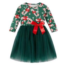 Beganly Kleine Mädchen Weihnachten Rotes Kleid Kleinkind Langarm Grün Tüll Tutu Party Kleider Xmas Prinzessin Outfits Zuckerstange 5 Jahre (Candy Cane 130) von Beganly