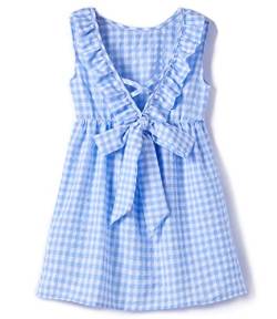 Beganly Kleinkind Baby Kleid Mädchen Baumwolle Rüschen rückenfrei ärmellos Swing Kinder Freizeitkleider Kariert-Hellblau 100 (Light Blue) von Beganly