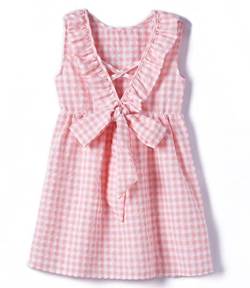 Beganly Kleinkind Baby Kleid Mädchen Baumwolle Rüschen rückenfrei ärmellos Swing Kinder Freizeitkleider Kariert-Rosa 120 (Pink) von Beganly