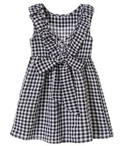 Beganly Kleinkind Baby Kleid Mädchen Baumwolle Rüschen rückenfrei ärmellos Swing Kinder Freizeitkleider Kariert-Schwarz 110 (Black) von Beganly