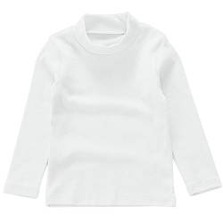 Beganly Mädchen T-Shirt Warmes weiches Basic Mock Rollkragen Top Kleinkind unter Schichtstück Kinder Baumwolle Langarm-Shirt Weiß 100 (White) von Beganly