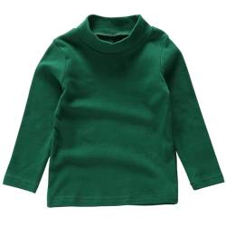 Beganly Mädchen T-Shirt Warmes weiches Basic Mock Rollkragen Top Kleinkind unter Schichtstück Kinder Baumwolle Langarm-Shirt Weiß Dunkelgrün 110 (Dark Green) von Beganly