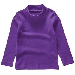 Beganly Mädchen T-Shirt Warmes weiches Basic Mock Rollkragen Top Kleinkind unter Schichtstück Kinder Baumwolle Langarm-Shirt Weiß Dunkelviolett 100 (Dark Purple) von Beganly
