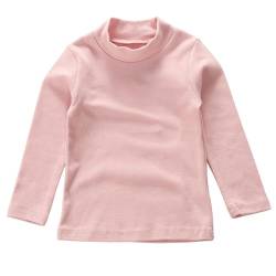 Beganly Mädchen T-Shirt Warmes weiches Basic Mock Rollkragen Top Kleinkind unter Schichtstück Kinder Baumwolle Langarm-Shirt Weiß Rosa 120 (Ligth Pink) von Beganly