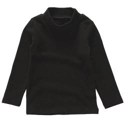 Beganly Mädchen T-Shirt Warmes weiches Basic Mock Rollkragen Top Kleinkind unter Schichtstück Kinder Baumwolle Langarm-Shirt Weiß Schwarz 110 (Black) von Beganly