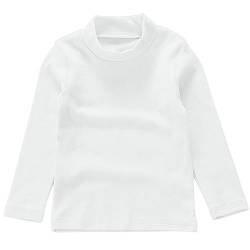 Beganly Mädchen T-Shirt Warmes weiches Basic Mock Rollkragen Top Kleinkind unter Schichtstück Kinder Baumwolle Langarm-Shirt Weiß Weiß 120 (White) von Beganly