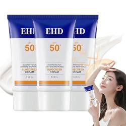 Ehd Sunscreen, Ehd Face Sunscreen SPF50+, Facial Sunscreen Moisturizer, Dry and Non-sticky, Ehd Sunscreen Cream for Skin Care, Ehd Waterproof Sun Cream for Women (3 Pcs) von Behound