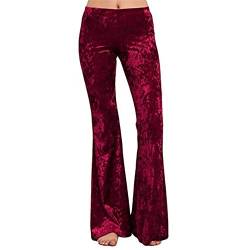 Beiersi Sweatpants Damen Sweathose Freizeithose Weite Beinhosen Baggy Hose Yoga Hosen Jogger Jogginghose Samthose (Large, Rot) von Beiersi