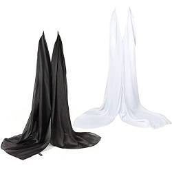 Bellonesc Seidenschal 100% Seide Lange Leichte Sonnenschutz Schals für Frauen, schwarz-weiß, Einheitsgröße von Beillonesc