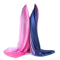 Bellonesc Seidenschal aus 100 % Seide, lang, leicht, Sonnenschutz-Schals für Damen, Rose Rot Blau, Einheitsgröße von Beillonesc