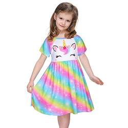 Beinou Girls Nightdress Unicorn Nightgown Princess Sleepwear Night Dress Short Sleeve Nightwear Nightie for Kids von Beinou