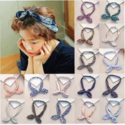 1pc Frauen Kaninchen-Ohr-Druck Stirnband Bowknot Elastic Eisen-Draht-Haar-Band-Leopard Blumen Scrunchie Haarschmuck Headwrap zufällige Farbe von Beito