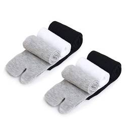 Flip Flop Socken Elastischer Baumwolle-socke Split-toe Stilvoller Spaß Beiläufige Tabi-socken 3er Pack (schwarz + Weiß + Grau) von Beito