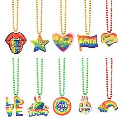 Bekecidi 10 Stück Gay Pride Halskette Regenbogen Halskette LGBT Kette mit Anhänger Homosexuell Stolz Zubehör für Männer Frau Paar Gay Pride Geschenke von Bekecidi