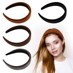 Bekecidi 4 Stück Samt Stirnbänder, modischer Stil Weiches Breites Haarband Stirnband Outdoor Haar Accessoires für Frauen, Mädchen(Dunkler Kaffee+Grau+Heller Kaffee+Schwarz) von Bekecidi