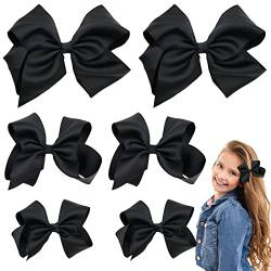 Bekecidi 6 Stück Schleifen-Haarspangen Haarschleifen aus Ripsband Bogen-Haarspangen Haarschleifen für Mädchen und Frauen, 3 Größen(Schwarz) von Bekecidi