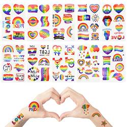 Bekecidi Tattoo Aufkleber LGBT Pride Rainbow Temporäre wasserdichte Tattoo Aufkleber für Gay Lesbian Lovers Pride Day Party Dekorationszubehör 10 Blatt (Stil 2) von Bekecidi